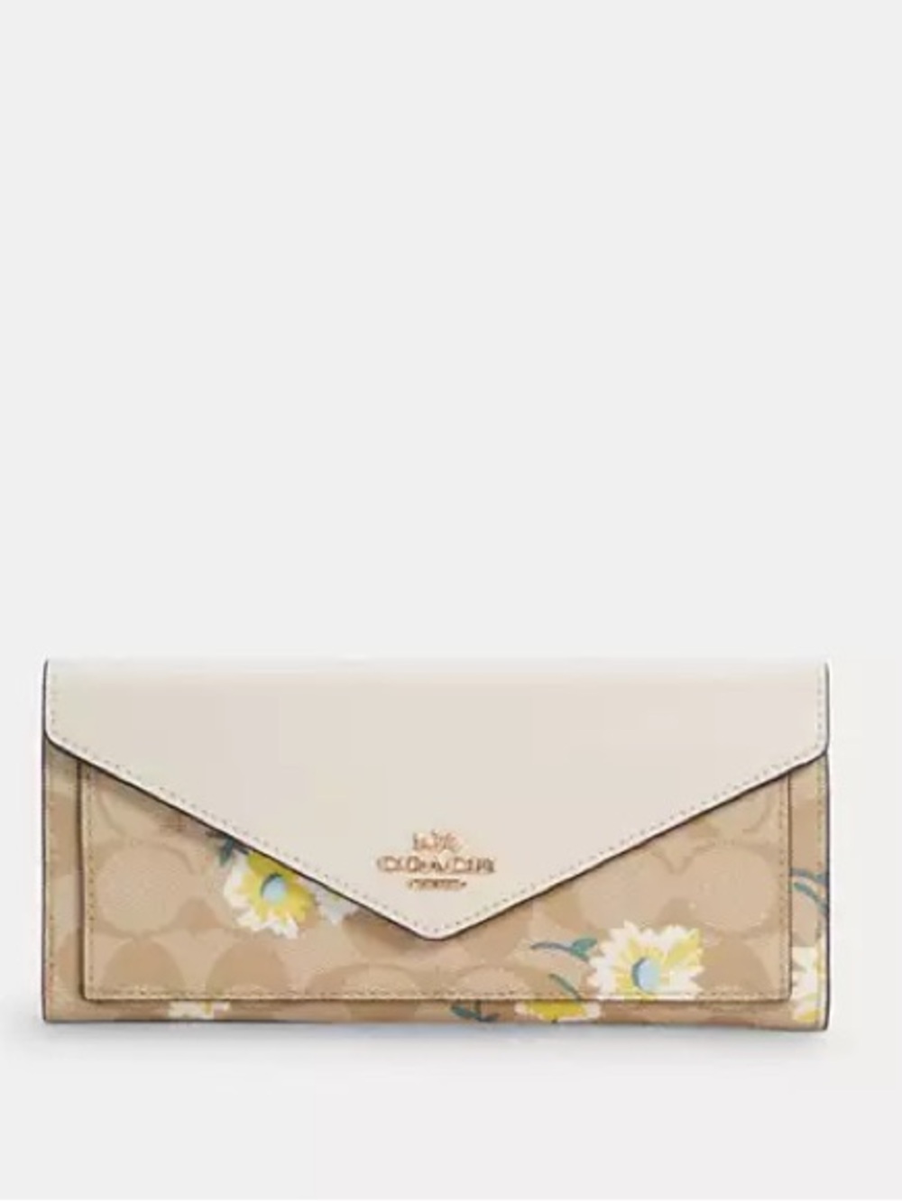 Coach Slim Envelope Wallet In Signature Canvas With Daisy Print